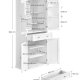 VASAGLE H�jt k�kkenskab, 40 x 76 x 182,1 cm, fritst�ende h�jt opbevaringsskab med skuffe, 4 justerbare hylder, 6 d�rhylder, til stue, k�kken, hvid BBC561W21