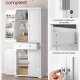 VASAGLE H�jt k�kkenskab, 40 x 76 x 182,1 cm, fritst�ende h�jt opbevaringsskab med skuffe, 4 justerbare hylder, 6 d�rhylder, til stue, k�kken, hvid BBC561W21