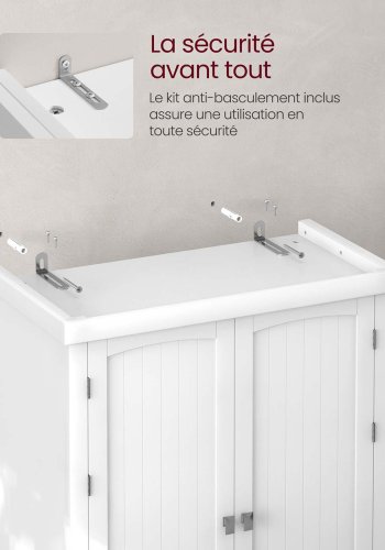VASAGLE H�jt k�kkenskab, 40 x 76 x 182,1 cm, fritst�ende h�jt opbevaringsskab med skuffe, 4 justerbare hylder, 6 d�rhylder, til stue, k�kken, hvid BBC561W21