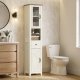 VASAGLE LIRY Kollektion - Badev�relsesskab, Landhus-smalt gulvskab med �bne rum, 1 skuffe, d�re, Rustik hvid og honningbrun, 31,5 x 33 x 171 cm BBK660W101