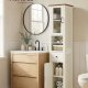 VASAGLE LIRY Kollektion - Badev�relsesskab, Landhus-smalt gulvskab med �bne rum, 1 skuffe, d�re, Rustik hvid og honningbrun, 31,5 x 33 x 171 cm BBK660W101