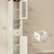 VASAGLE LIRY Kollektion - Badev�relsesskab, Landhus-smalt gulvskab med �bne rum, 1 skuffe, d�re, Rustik hvid og honningbrun, 31,5 x 33 x 171 cm BBK660W101