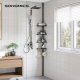 SONGMICS Justerbar h�rnhylla f�r badrum, teleskopisk duschh�llare, 85-305 cm, golv till tak, med 4 hyllplan, 3 krokar, svart BCB001B01