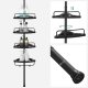 SONGMICS Justerbar h�rnhylla f�r badrum, teleskopisk duschh�llare, 85-305 cm, golv till tak, med 4 hyllplan, 3 krokar, svart BCB001B01