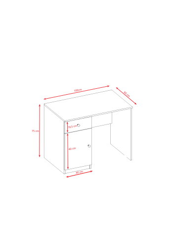 Babydreams skrivebord til barn, m. 1 dr og 1 skuff - hvit laminat (100x60)