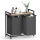 VASAGLE Skittent�yskurv, Skittent�yskurv med 2 rom, Uttrekkbare og avtakbare skittent�ysposer, Klessortering, Hylle, Metallramme, 2 x 46L, 73 x 33 x 72 cm, Kamelbrun og gr� BLH201G50