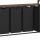 VASAGLE W&auml;schekorb, W&auml;schekorb mit 4 F&auml;chern, herausnehmbaren W&auml;sches&auml;cken, W&auml;schesortierung, Ablage, Metallrahmen, 4 x 40 l, 116 x 33 x 72 cm, Rustikales Braun und Schwarz BLH401B01