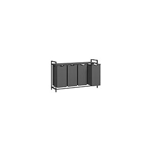 VASAGLE Tv&auml;ttkorg, Tv&auml;ttkorg med 4 fack, Utdragbara och avtagbara tv&auml;ttp�sar, Tv&auml;ttsortering, Hylla, Metallram, 4 x 40 l, 116 x 33 x 72 cm, Svart och gr� BLH401G01