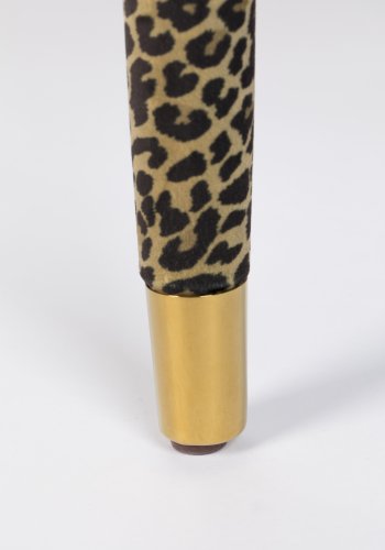 BOLD MONKEY Claws Out Esszimmerstuhl – mehrfarbiges Polyester mit Panther-Print und Messingstahl