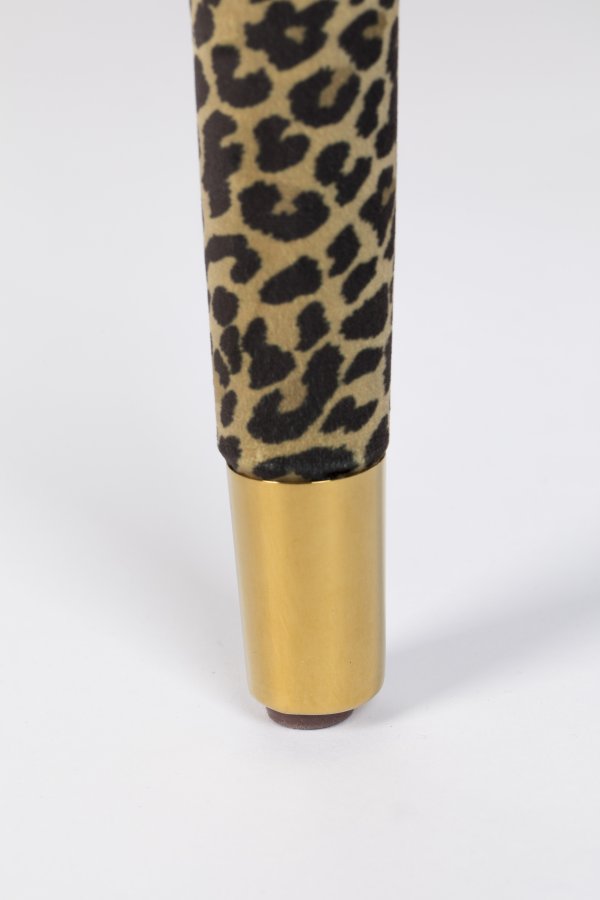 BOLD MONKEY Claws Out Esszimmerstuhl – mehrfarbiges Polyester mit Panther-Print und Messingstahl