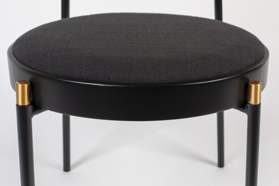 BOLD MONKEY Don't Stop The Webbing Esszimmerstuhl – natürliches Rattan, schwarzes Buchenholz, Polyester und Eisen