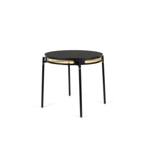 BOLD MONKEY Don't Stop The Webbing spisebord, rund - sort finér, rattan og sort jern (96)