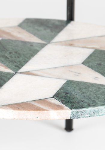 BOLD MONKEY Another Marble Beistelltisch, mit 1 Ablage, rund – Bronze-Aluminium, Marmor und schwarzes Eisen (37)