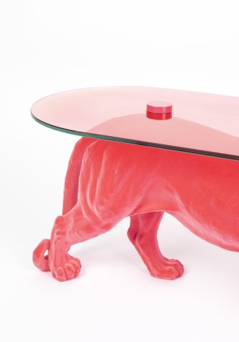 BOLD MONKEY Dope as hell Couchtisch – rauchschwarzes Glas und Pink Panther-Harz (90 x 40)