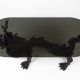 BOLD MONKEY Dragonized Bastard Couchtisch, oval – rauchschwarzes Glas und schwarzes Harz/Eisen (100 x 45)