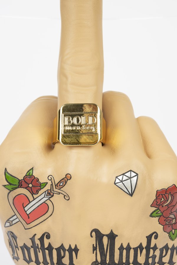 BOLD MONKEY Fother Mucker Beistelltisch, rund – Glas und goldfarbenes/mehrfarbiges Harz (40)