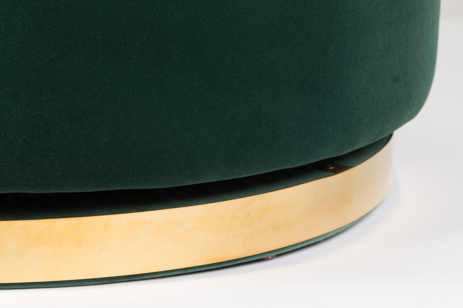 BOLD MONKEY Sassy Granny Drehstuhl, mit Armlehnen und Kissen – dunkelgrüner Samtpolyester und Messingstahl