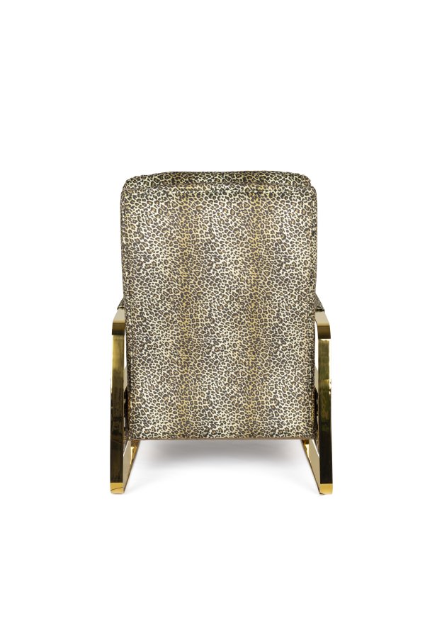 BOLD MONKEY Relax Like Chandler Liegesessel, mit Armlehnen und Fußhocker – Braun/Multi-Panther-Print