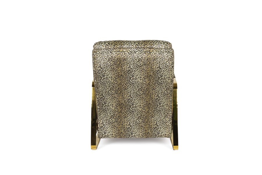 BOLD MONKEY Relax Like Chandler Liegesessel, mit Armlehnen und Fußhocker – Braun/Multi-Panther-Print