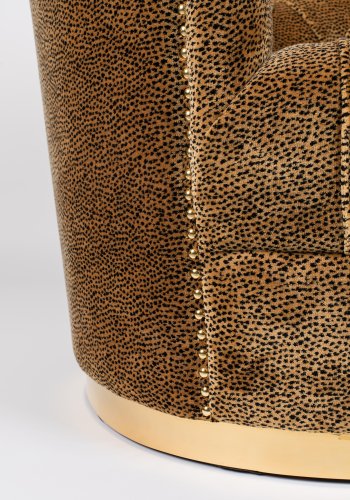 BOLD MONKEY „Too Pretty To Sit On“-Panther-Sofa, mit Nieten – brauner Samtstoff mit Panther-Print/Messingstahl