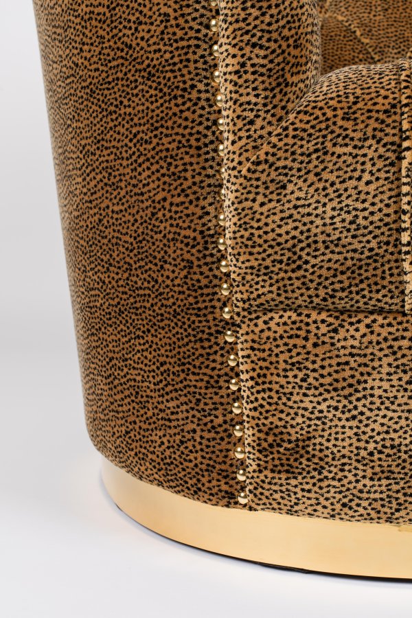 BOLD MONKEY „Too Pretty To Sit On“-Panther-Sofa, mit Nieten – brauner Samtstoff mit Panther-Print/Messingstahl