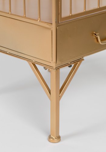 BOLD MONKEY Unlock Me Schrank, Vogelkäfig-Design, mit 1 Tür, 3 Regalen und 1 Schublade – Messingeisen