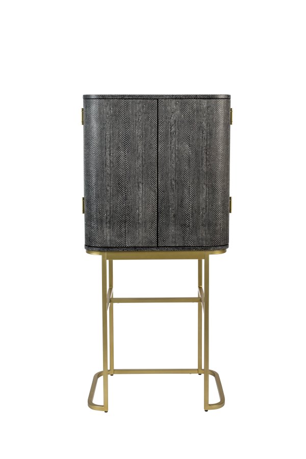 BOLD MONKEY Ava Morgana barskap, m. 2 drer, 1 skuff, speil - sort slangeskinn PU, messingstl