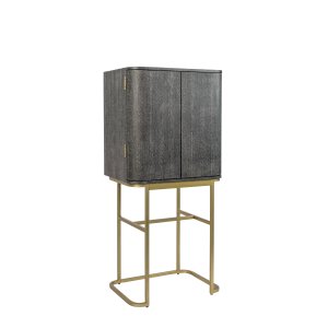 BOLD MONKEY Ava Morgana barskp, w. 2 dörrar, 1 lda, spegel - svart ormskinn PU, mässingsstl