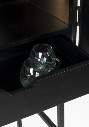 BOLD MONKEY Ava Morgana Barschrank, m. 2 Türen, 1 Schublade, Spiegel – braunes Krokodilleder PU, Messingstahl