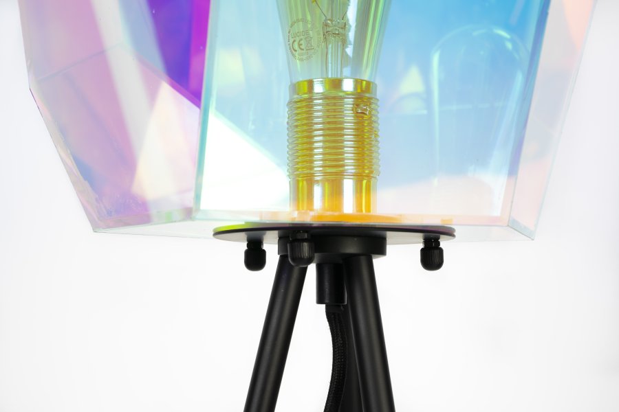 BOLD MONKEY Diamond Dear Stehlampe – regenbogenfarbenes holografisches Acryl und Eisen