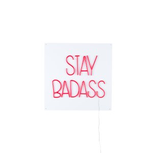 BOLD MONKEY Stay Badass LED neon lysskilt, kvadratisk - rd PVC og akryl (80x80)