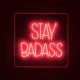 BOLD MONKEY Stay Badass LED-Neonlichtschild, quadratisch – rotes PVC und Acryl (80 x 80)