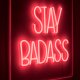 BOLD MONKEY Stay Badass LED-Neonlichtschild, quadratisch – rotes PVC und Acryl (80 x 80)