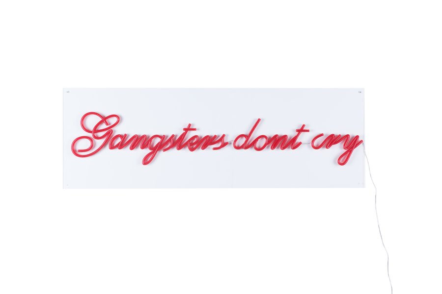 BOLD MONKEY Gangstere grter ikke LED neonlysskilt, rektangulrt - rd PVC og akryl (40x120)