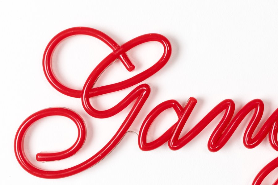 BOLD MONKEY Gangstere grter ikke LED neonlysskilt, rektangulrt - rd PVC og akryl (40x120)