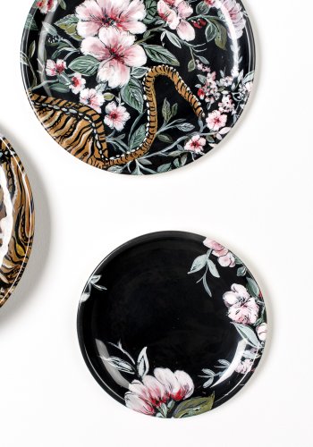 BOLD MONKEY No Food Here vegglampe - jernplater med vinyltrykt flerfarget tiger (sett med 4)