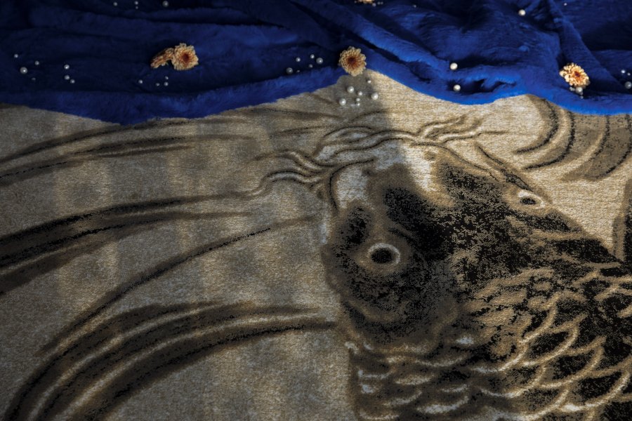 BOLD MONKEY The Legend of Koi teppe, rektangulrt - beige/svart/gr polypropylen/decolan 160x230 