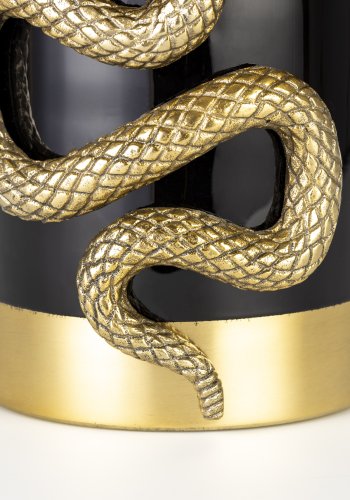 BOLD MONKEY Never Hurt A Snake Vase M, rund – goldenes Aluminium und schwarze Emaille (H:26)
