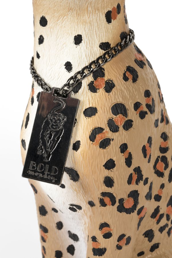 BOLD MONKEY Proudly Crowned Panther lysestake, for 5 lys - svart galvanisering og harpiks med brunt trykk