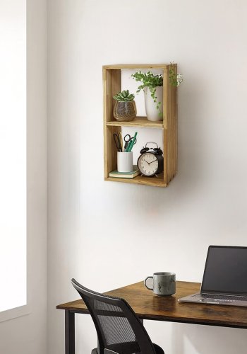 NOCNOI Puzzle rektangulr reol, m. 2 rum - massiv olieret eg, til vg/gulv (70x36)