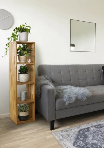 NOCNOI Puzzle rektangulr reol, m. 4 rom - massiv oljet eik (139x36)