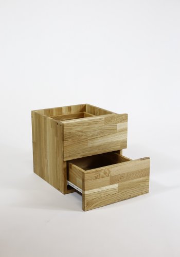 NOCNOI Puzzle Schubladeneinsatz, m. 2 Schubladen, mit Push-Open-Funktion - Eiche massiv geölt (H: 33,8cm x33,8cm x 33,8cm)