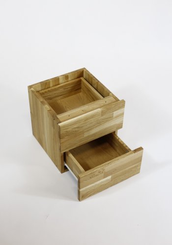 NOCNOI Puzzle Schubladeneinsatz, m. 2 Schubladen, mit Push-Open-Funktion - Eiche massiv geölt (H: 33,8cm x33,8cm x 33,8cm)