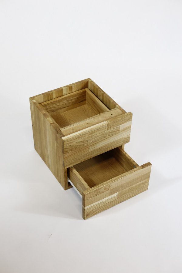 NOCNOI Puzzle Schubladeneinsatz, m. 2 Schubladen, mit Push-Open-Funktion - Eiche massiv geölt (H: 33,8cm x33,8cm x 33,8cm)