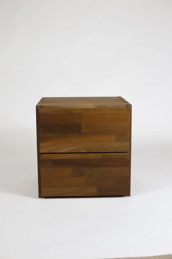 NOCNOI Puzzle Schubladeneinsatz, m. 2 Schubladen, mit Push-Open-Funktion - Nussbaum massiv geölt (H: 33,8cm x33,8cm x 33,8cm)