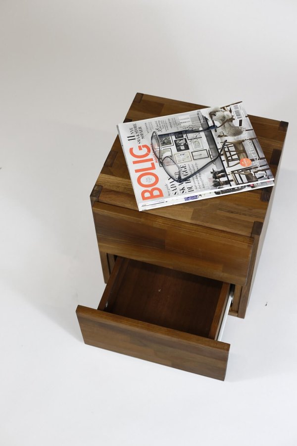 NOCNOI Puzzle quadratisches Regal, 1 Fach - Massivholz geölt, Walnuss, für Wand/Boden (36x36)