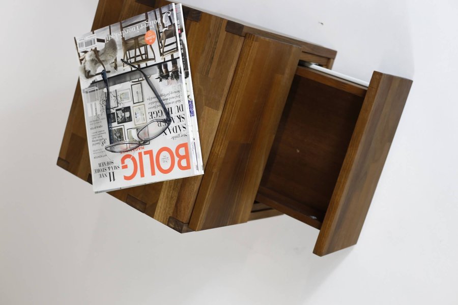 NOCNOI Puzzle quadratisches Regal, 1 Fach - Massivholz geölt, Walnuss, für Wand/Boden (36x36)