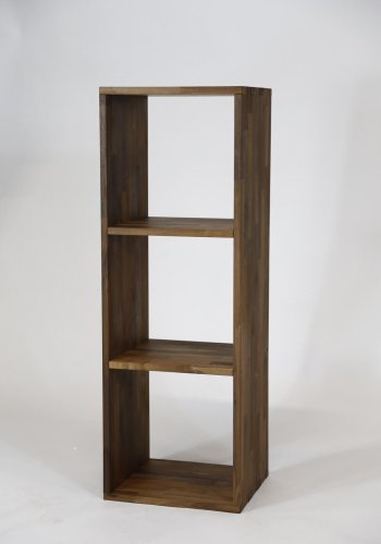 NOCNOI Puzzle rechteckiges Regal, mit 3 Fächern - massives geöltes Nussbaumholz, für Wand/Boden (104x36)