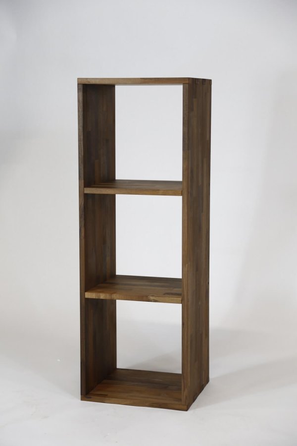 NOCNOI Puzzle rechteckiges Regal, mit 3 Fächern - massives geöltes Nussbaumholz, für Wand/Boden (104x36)