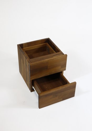 NOCNOI Puzzle Schubladeneinsatz, m. 2 Schubladen, mit Push-Open-Funktion - Nussbaum massiv geölt (H: 33,8cm x33,8cm x 33,8cm)